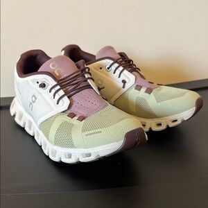 On Running Green and Purple Athletic Shoes